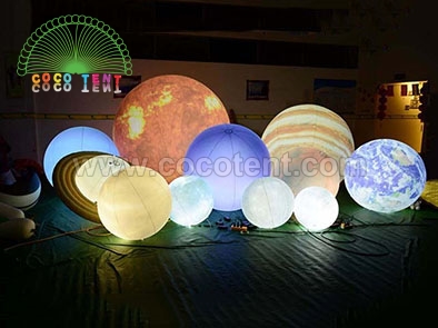 Custom Led Lighting Inflatable Moon Planets Balloon 1.5m PVC Earth Globe Ball For Decor