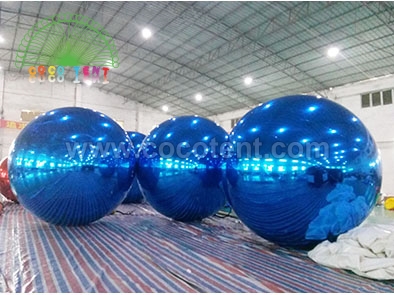 Hot sale inflatable giant mirror ball blue reflective balloon for events decoration