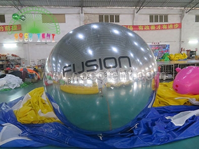 2m Inflatable Silver Mirror Ball With Logo Printing For Stage Decoration