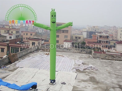 Inflatable green sky dancer with single leg