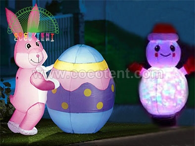 Inflatable Cartoon Snowman Animals Lighting Decoration