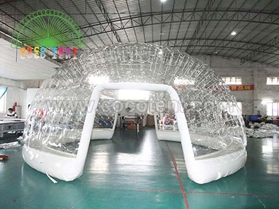 Transparent Double Layer Inflatable Dome Tent for Lawn Camping