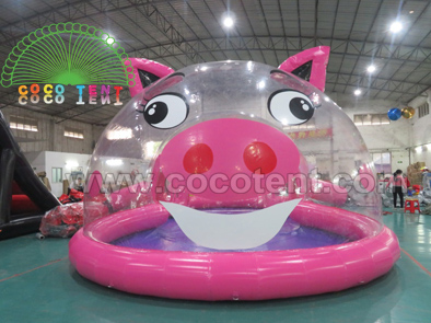 Clear Inflatable Pig Bubble Dome Amusement Park